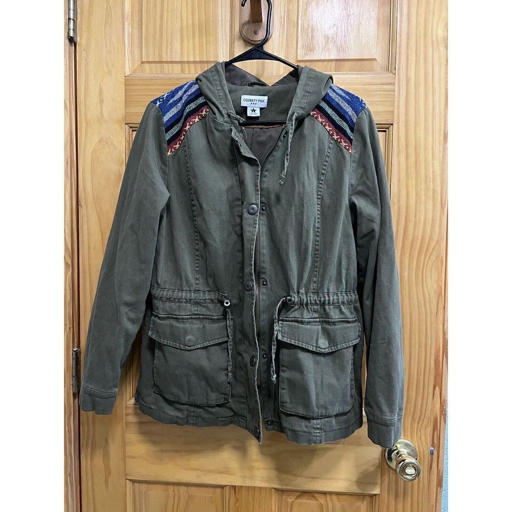 Celebrity Pink Army Green Embroidered Utility Jacket Size L